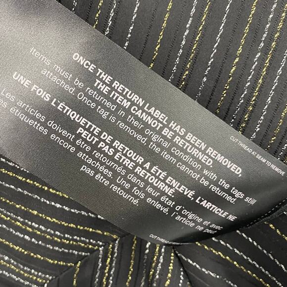 BCBGMAXAZRIA Ruffled Fit & Flare Mini Dress Metallic Lurex Stripe Black NEW XXS - Picture 12 of 13